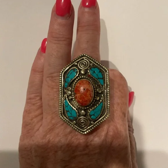 Vintage Men’s Sterling Silver Southwestern Turquoise Ring Jewelry Heavyweight